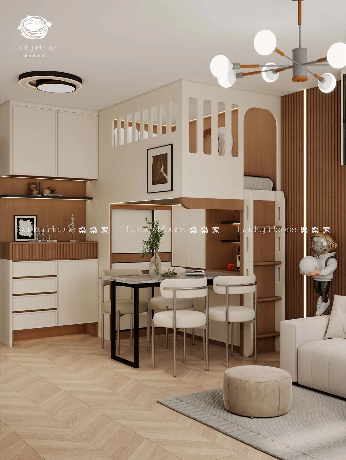 廳隔房 現代原木風 Loft床