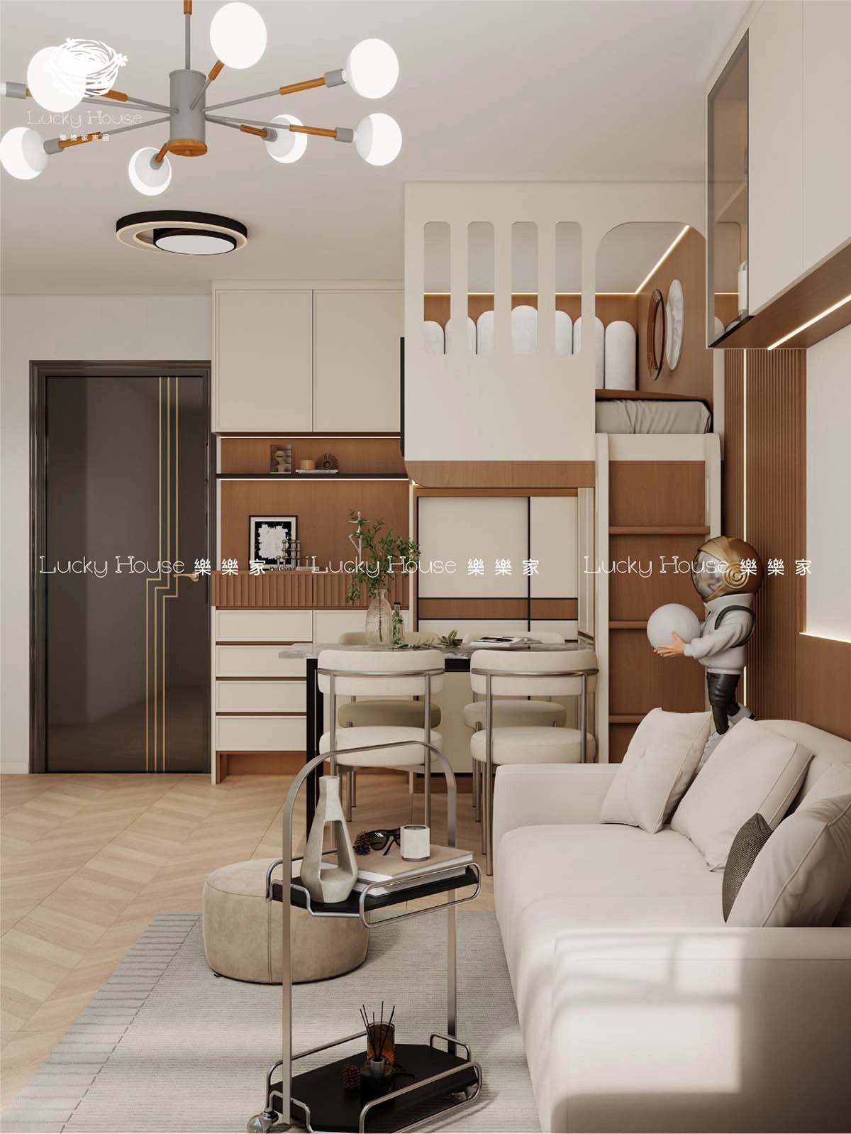 廳隔房 現代原木風 Loft床