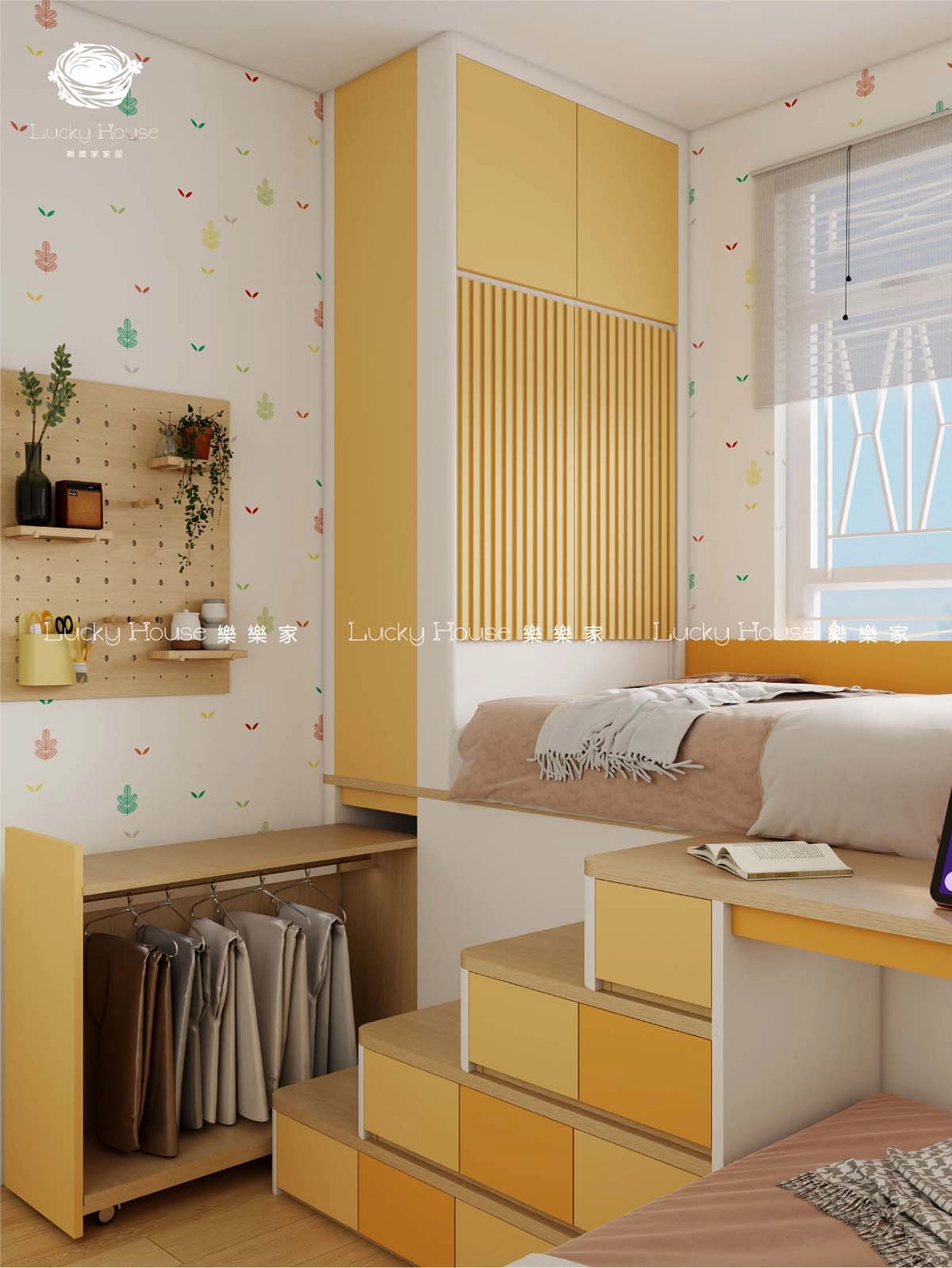 迎東邨兒童房L型上下床現代原木風通用設計案例
