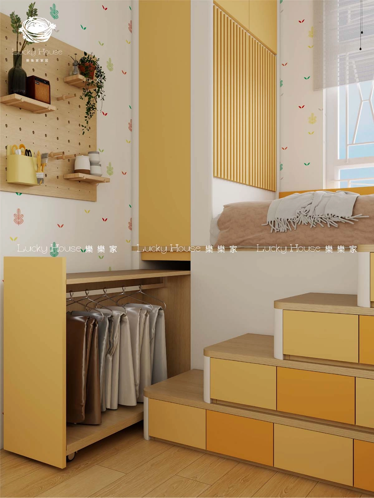 迎東邨兒童房L型上下床現代原木風通用設計案例