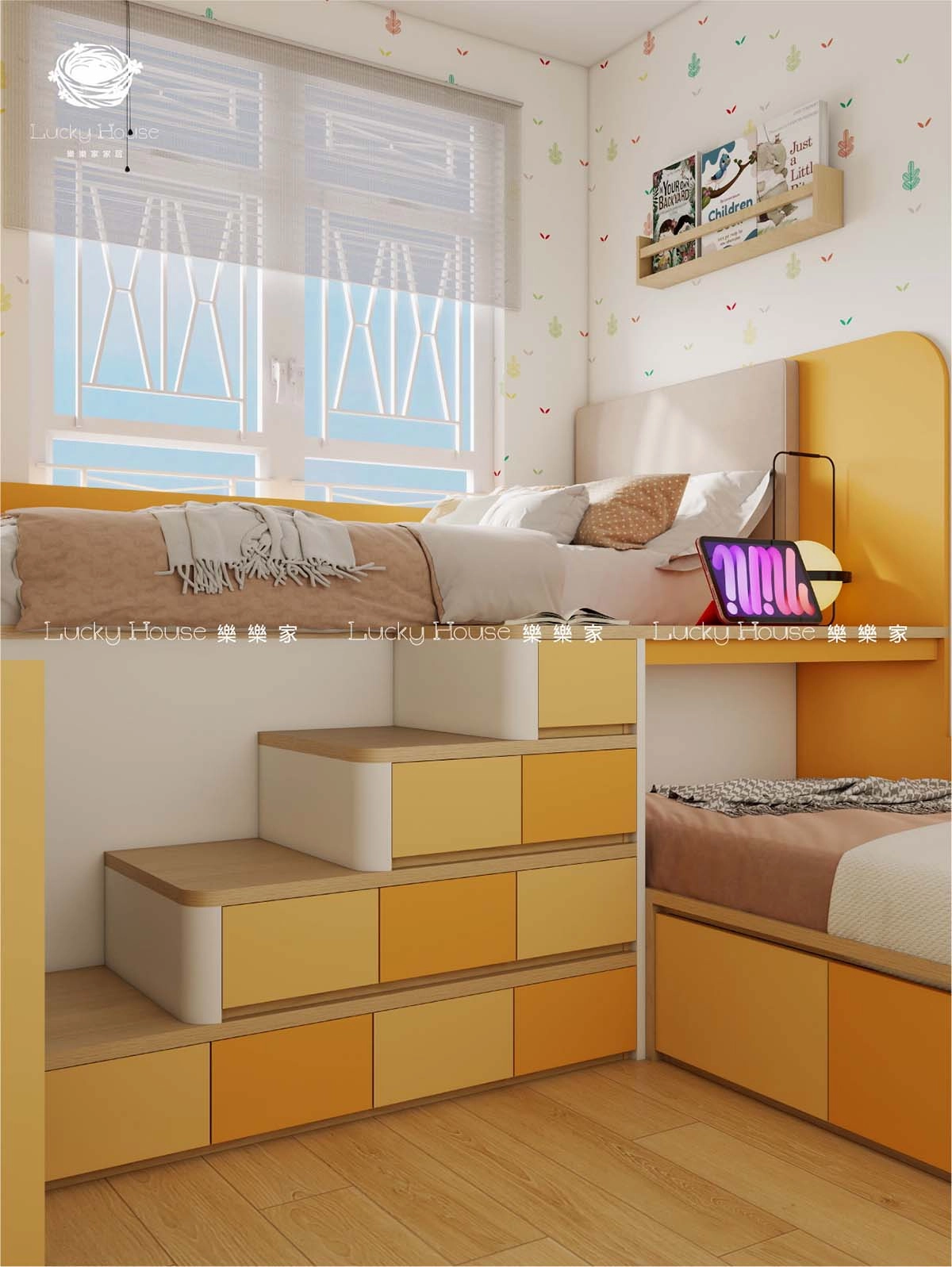 迎東邨兒童房L型上下床現代原木風通用設計案例