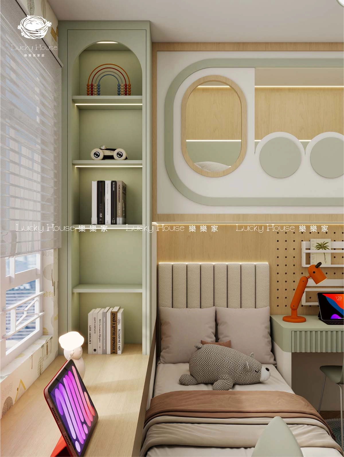 自然原木風設計實圖-清濤苑兒童房L型上下床通用案例