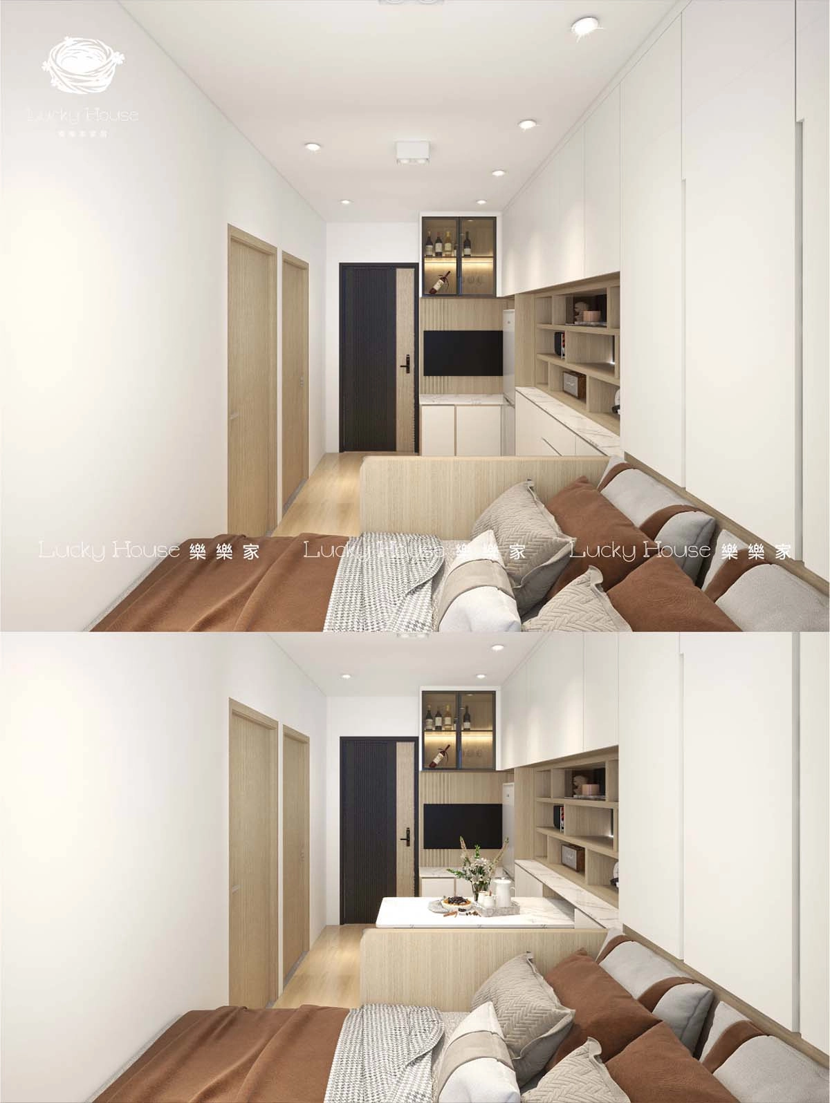 大埔富蝶邨設計實圖【現代簡約風一居室單位伸縮餐台設計通用案例】