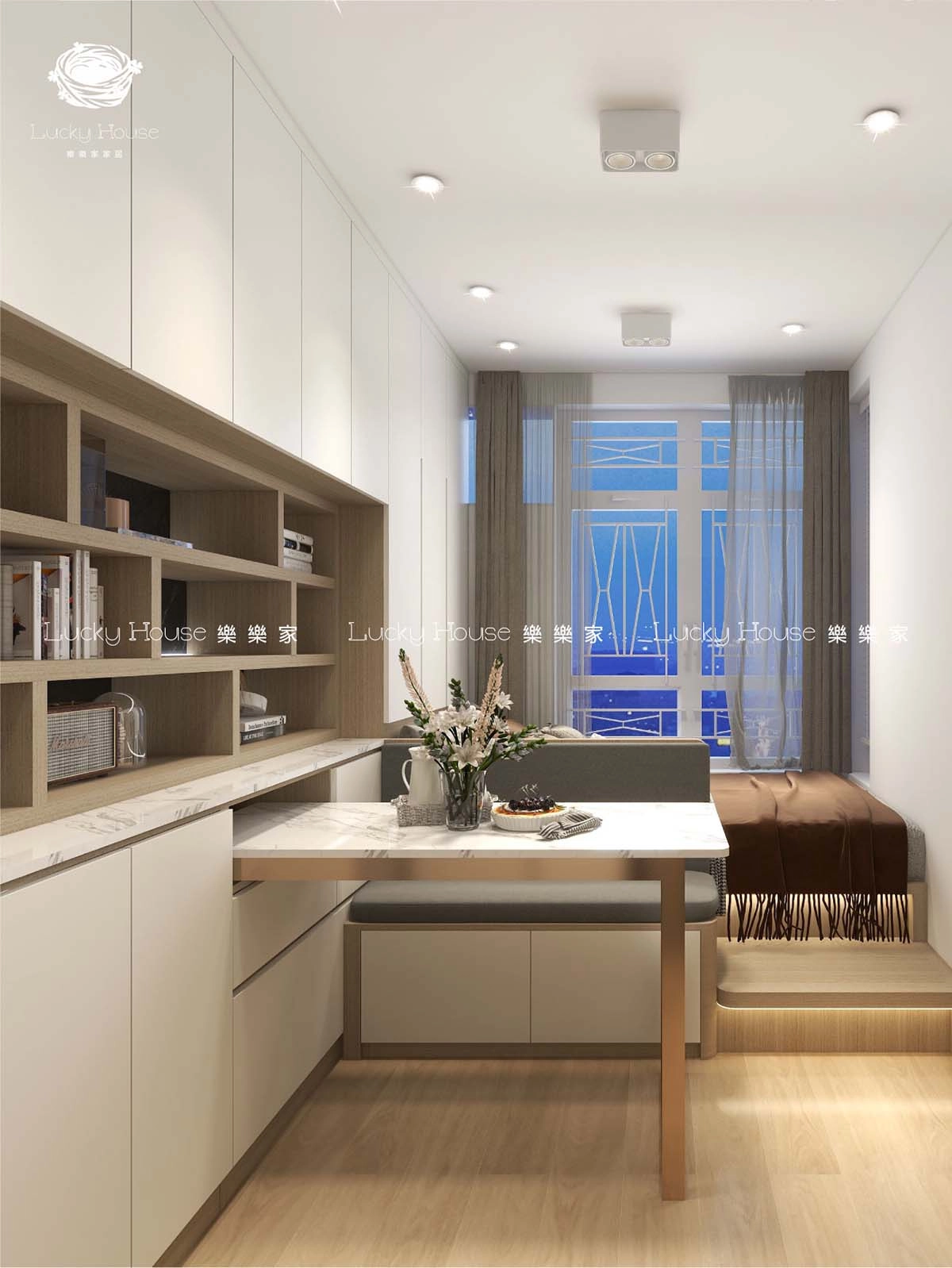 大埔富蝶邨設計實圖【現代簡約風一居室單位伸縮餐台設計通用案例】