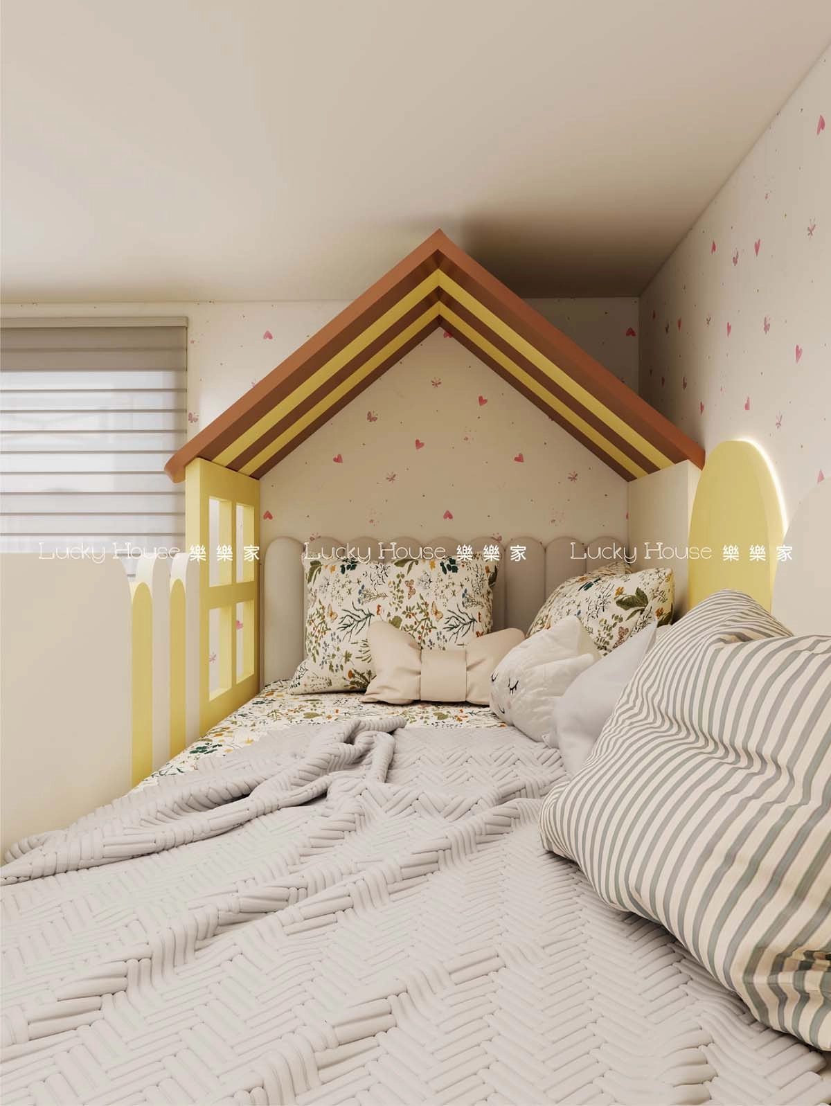 兒童房 現代風布丁狗主題滑梯上下床