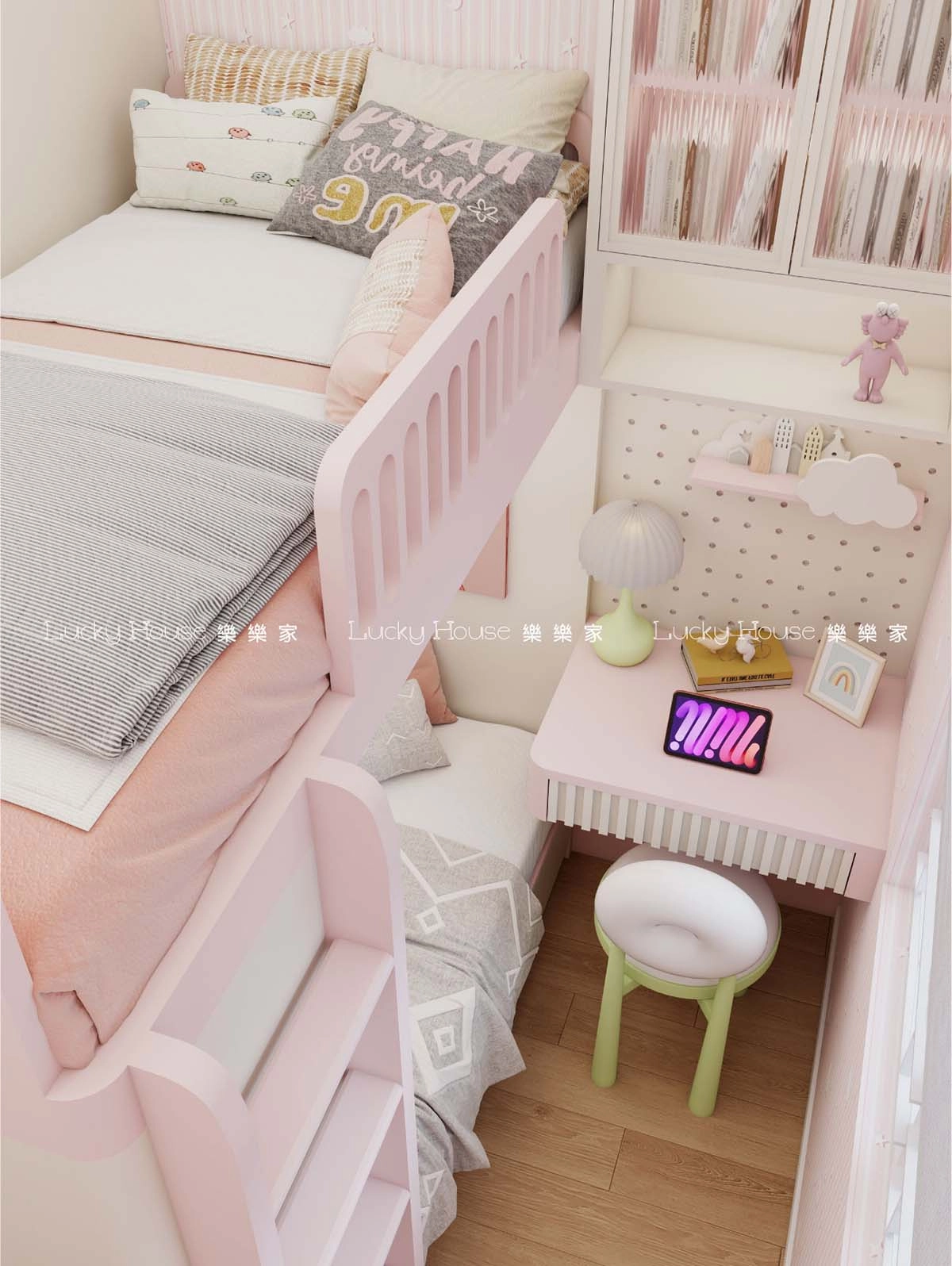 兒童房 紅藍分隔一房變兩房