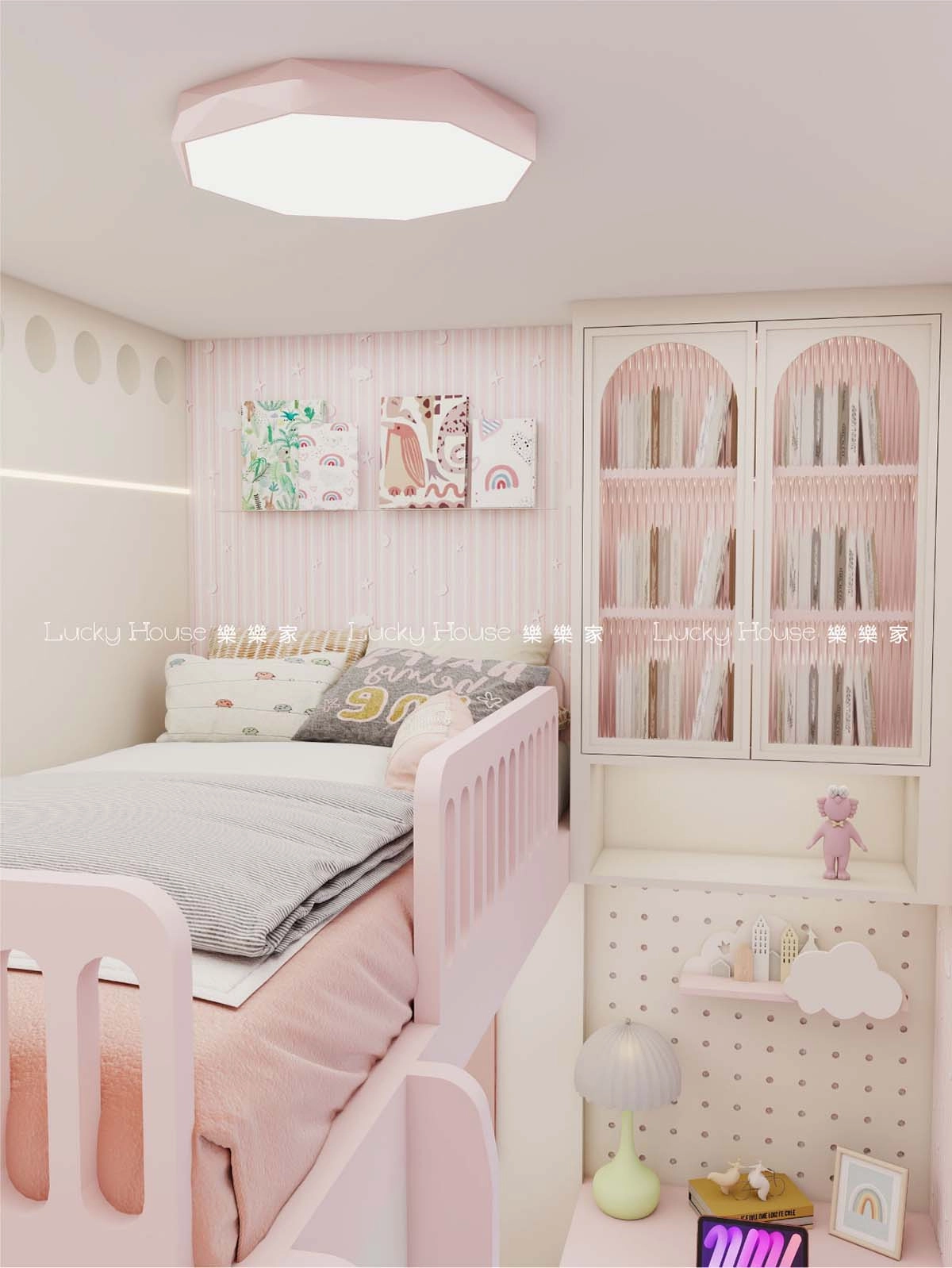 兒童房 紅藍分隔一房變兩房