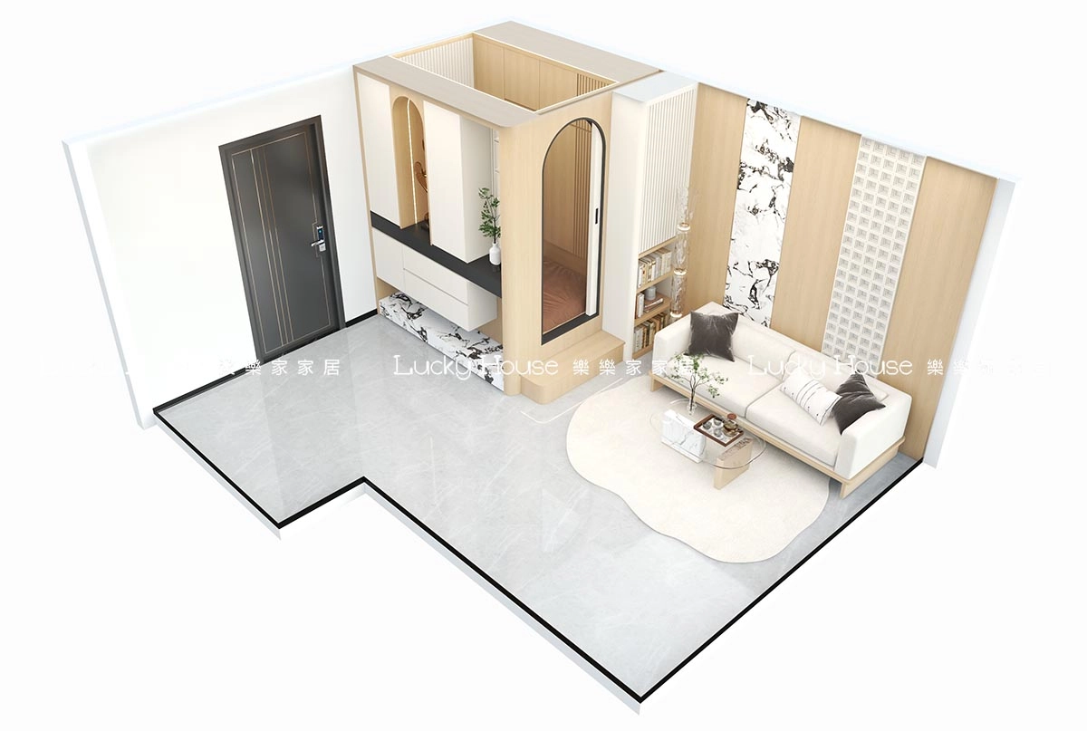 公屋設計實圖【翔東邨現代日式風廳間房單位設計通用案例】