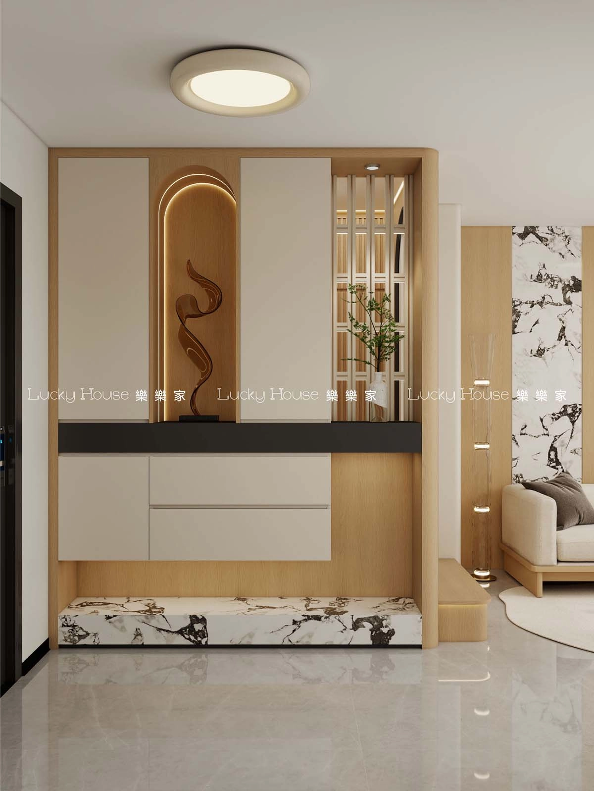 公屋設計實圖【翔東邨現代日式風廳間房單位設計通用案例】