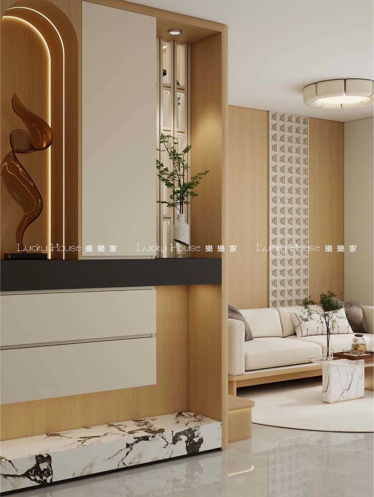 公屋設計實圖【翔東邨現代日式風廳間房單位設計通用案例】