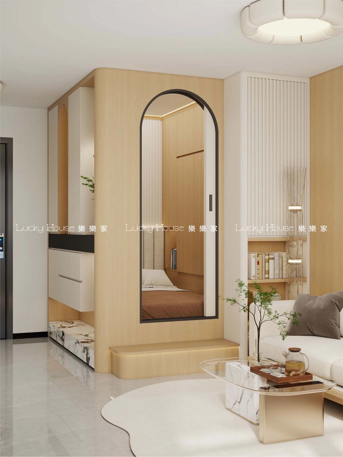 公屋設計實圖【翔東邨現代日式風廳間房單位設計通用案例】