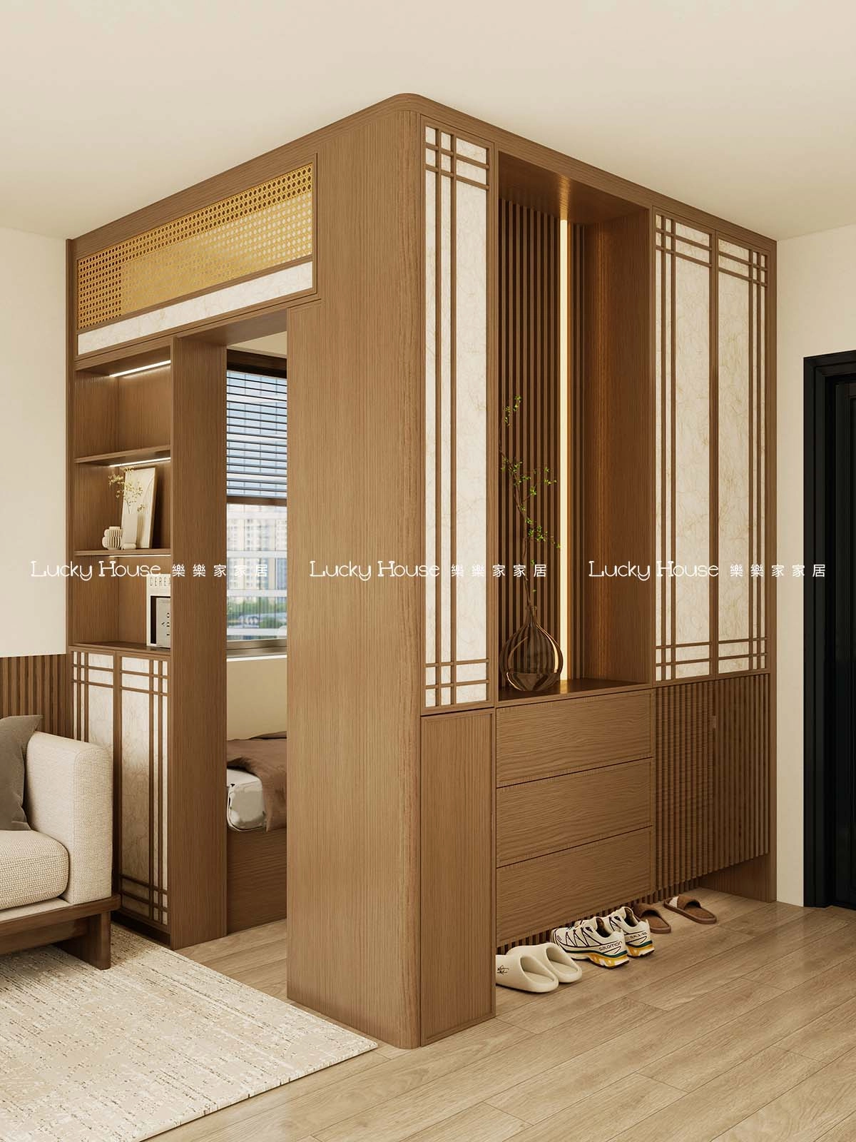 古雋邨設計實圖【公屋1-2人單位新中式廳間房通用案例】