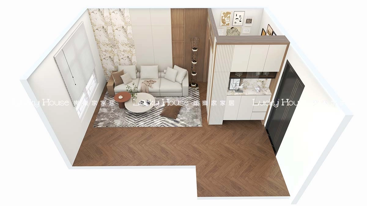 公屋設計實圖【曉茵邨1-2人單位現代風廳間房通用案例】